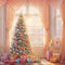 Kate Sapin de Noël Cadeaux Rideau rose Fenêtre Toile de fond conçue par Emetselch - Kate Backdrop FR