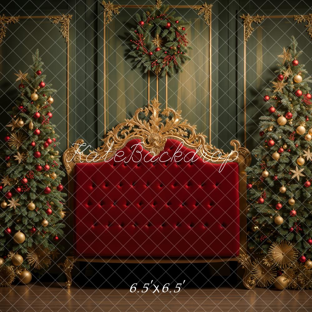 Kate Sapin de Noël Tête de lit Vert foncé Mur Rétro Toile de fond conçue par Emetselch - Kate Backdrop FR