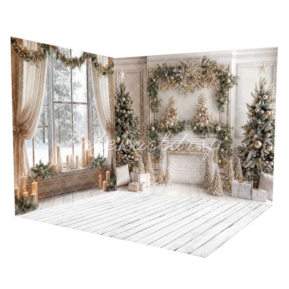 Kate Noël Blanc Fenêtre Cheminée Cadeaux Ensemble de chambre (8pix8pi&10pix8pi&8pix10pi) - Kate Backdrop FR