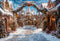 Kate Noël Extérieur Ville de pain d'épice Rue Toile de fond conçue par Chain Photographie - Kate Backdrop FR