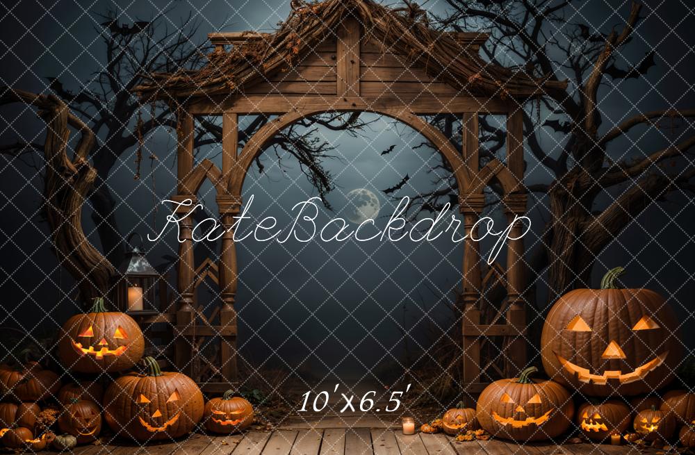 Kate Halloween Sombre Citrouille Arche Nuit Toile de fond conçue par Emetselch - Kate Backdrop FR