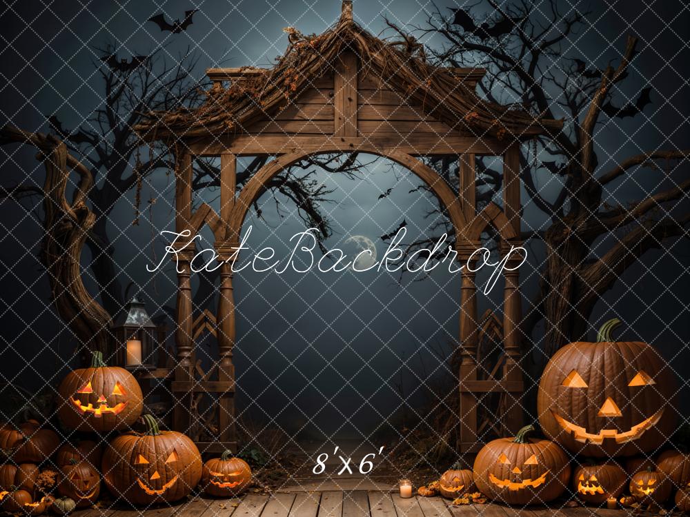 Kate Halloween Sombre Citrouille Arche Nuit Toile de fond conçue par Emetselch - Kate Backdrop FR