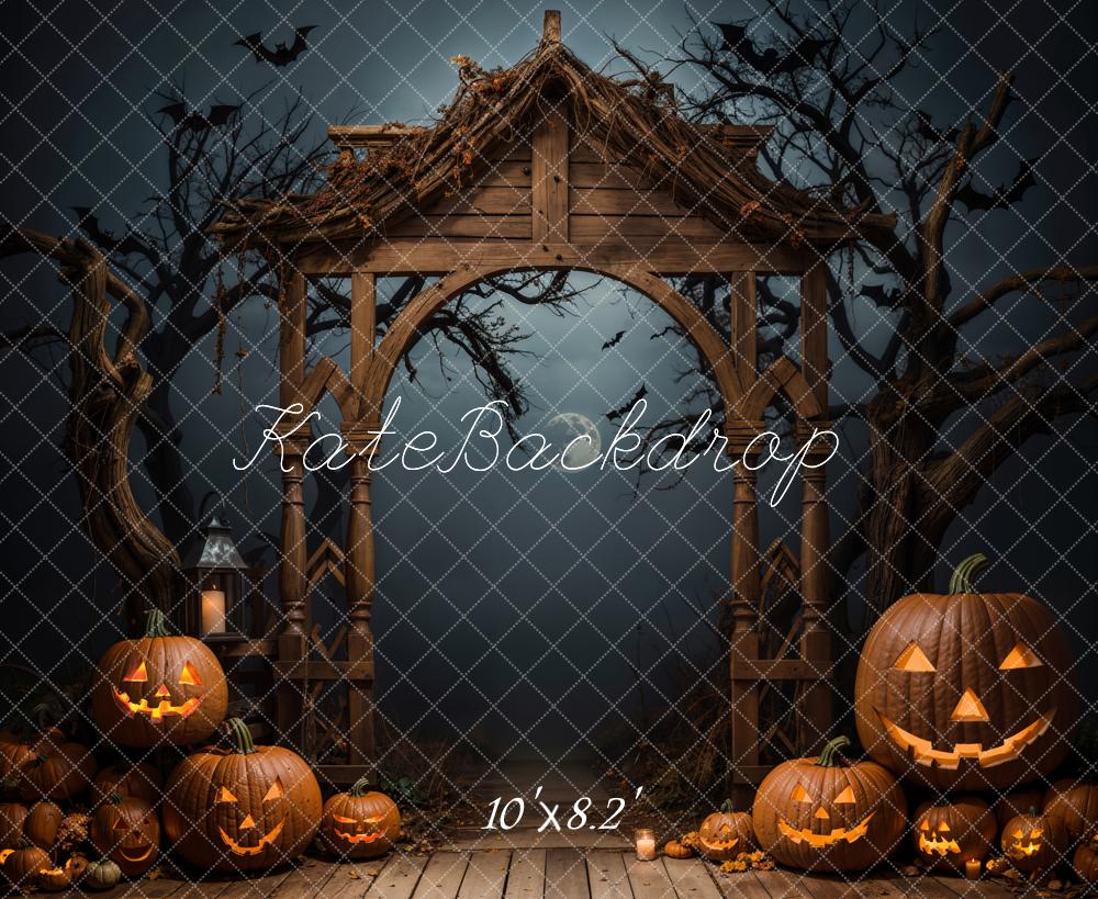 Kate Halloween Sombre Citrouille Arche Nuit Toile de fond conçue par Emetselch - Kate Backdrop FR