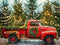 Kate Sapin de Noël Camion Rouge Lumières Toile de fond conçue par Emetselch - Kate Backdrop FR