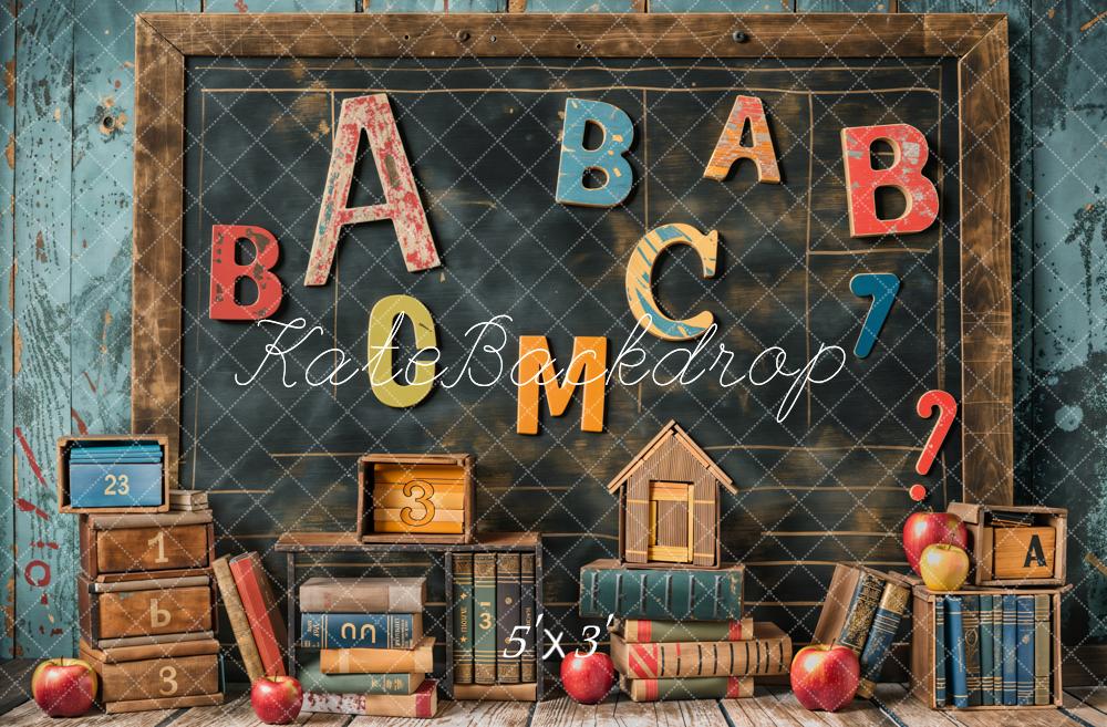 Kate Retour à l'école Livre Tableau noir ABC Toile de fond conçue par Emetselch - Kate Backdrop FR