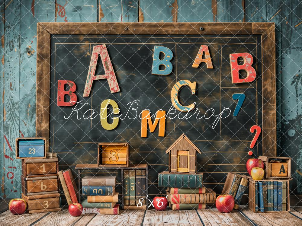 Kate Retour à l'école Livre Tableau noir ABC Toile de fond conçue par Emetselch - Kate Backdrop FR