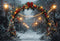 Kate Hiver Noël Arche Rue Neige Bokeh Toile de fond conçue par Emetselch - Kate Backdrop FR