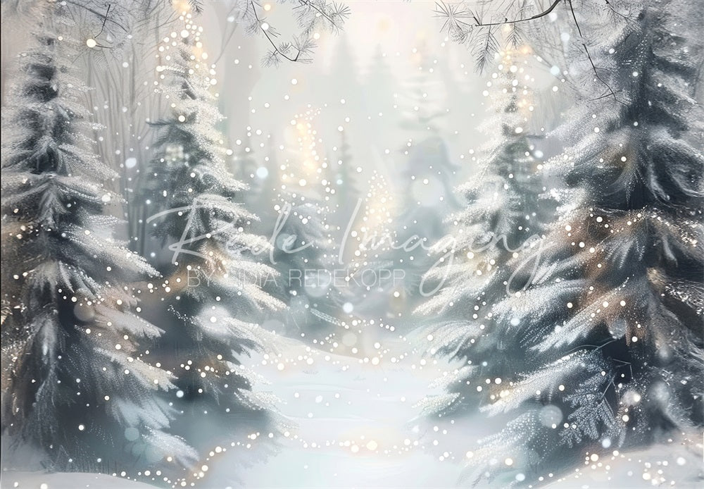 Kate Patinage Glace Étang Forêt Noël Toile de fond conçue par Lidia Redekopp - Kate Backdrop FR