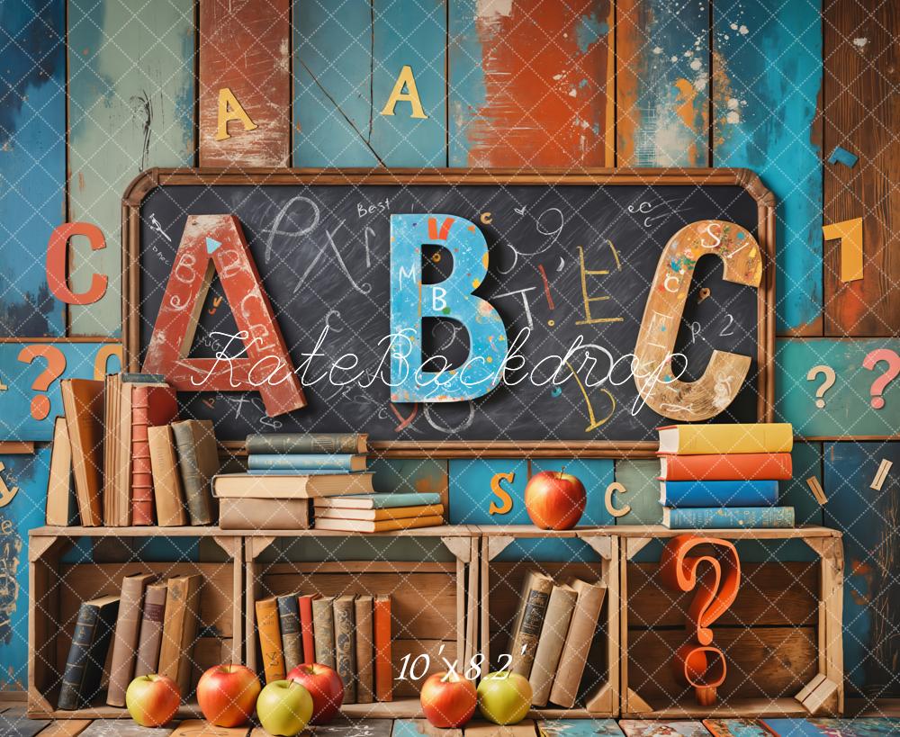 Kate Retour à l'école Livre Tableau noir Pomme Toile de fond conçue par Emetselch - Kate Backdrop FR