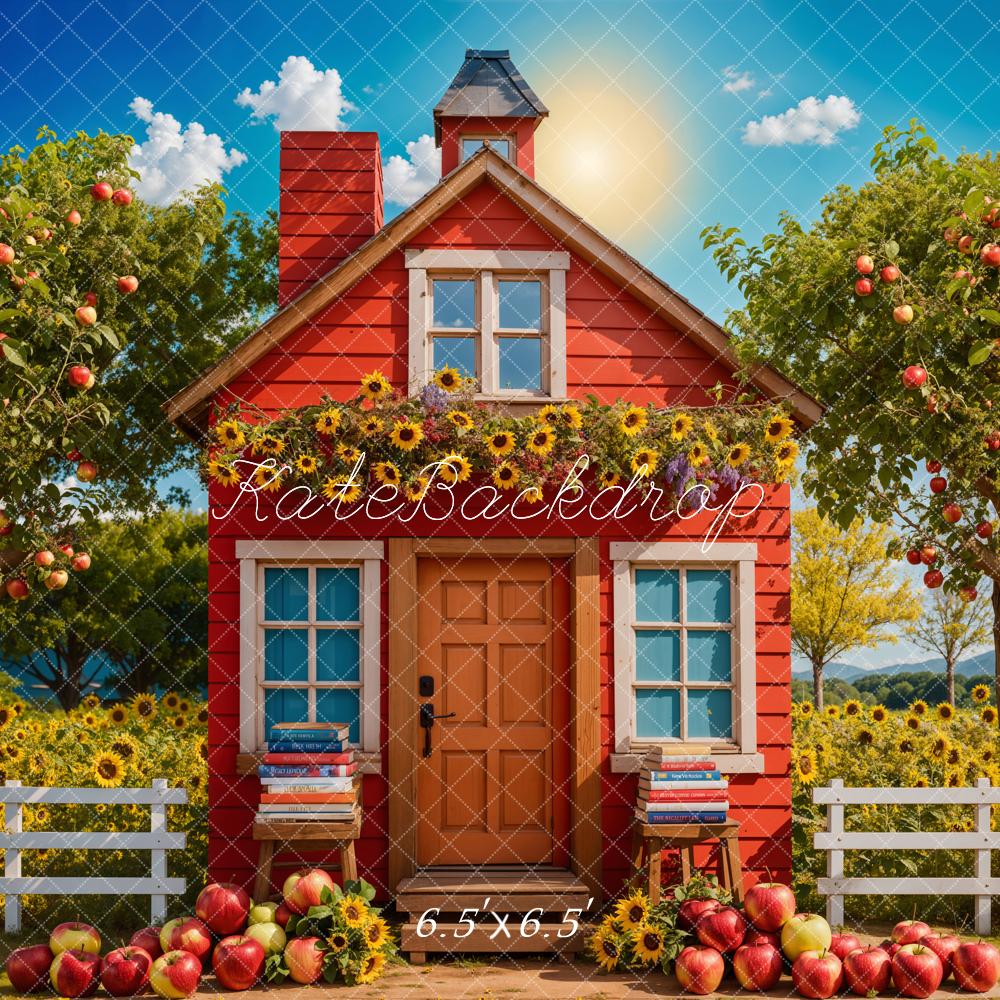 Kate Scolaire Tournesol Verger de pommes Maison Toile de fond conçue par Chain Photographie - Kate Backdrop FR