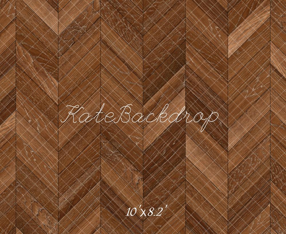 Kate Brun Parquet à chevrons Bois Sol Toile de fond conçue par Kate Image - Kate Backdrop FR