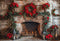 Kate Noël Intérieur Rouge Cheminée en brique Toile de fond conçue par Emetselch - Kate Backdrop FR