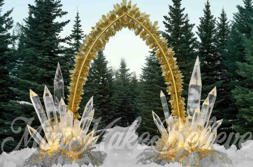 Kate Hiver Forêt Arche de cristal Doré Toile de fond conçue par Mini MakeBelieve - Kate Backdrop FR