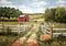 Kate Été Extérieur Ferme Maison Rouge Toile de fond conçue par Patty Roberts