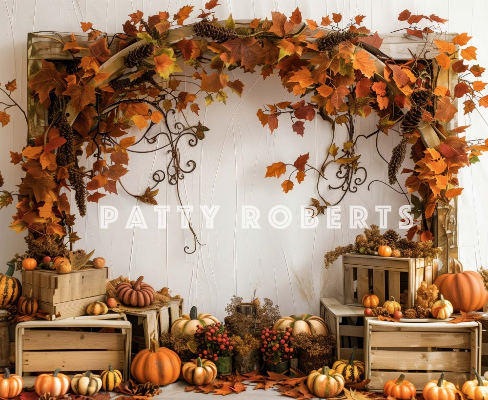Kate Arche en bois Citrouilles Automne Érable Toile de fond conçue par Patty Robert - Kate Backdrop FR