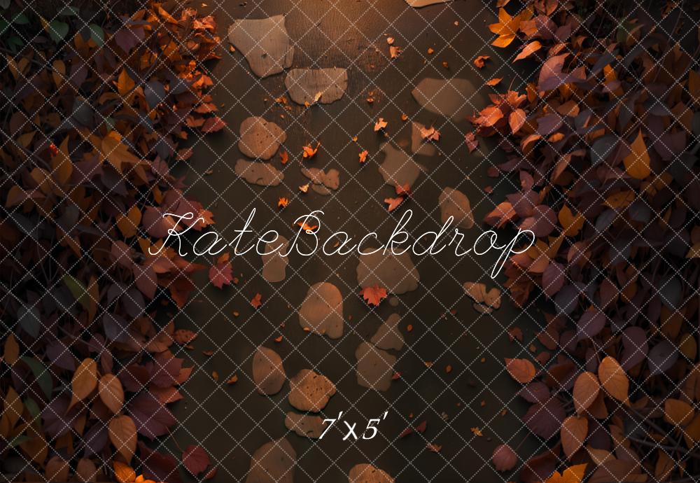 Kate Forêt Feuilles tombées Chemin Sol Toile de fond conçue par Kate Image - Kate Backdrop FR