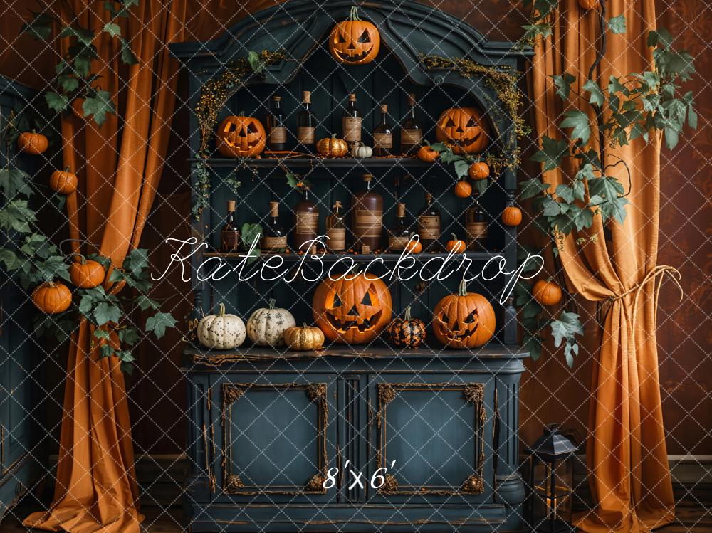 Kate Halloween Citrouille Vin Armoire Rétro Toile de fond conçue par Emetselch - Kate Backdrop FR