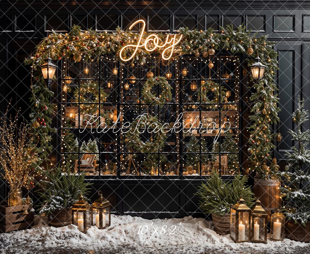 Kate Noël Neige Noir Fenêtre Lumières Toile de fond conçue par Emetselch - Kate Backdrop FR