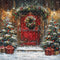 Kate Hiver Noël Porte Neige Cabane en bois Toile de fond conçue par Chain Photographie - Kate Backdrop FR