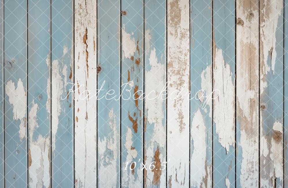 Kate Bleu crème Vieux Parquet Sol Toile de fond conçue par Kate Image - Kate Backdrop FR