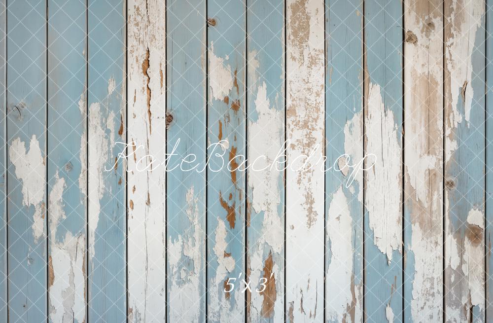 Kate Bleu crème Vieux Parquet Sol Toile de fond conçue par Kate Image - Kate Backdrop FR