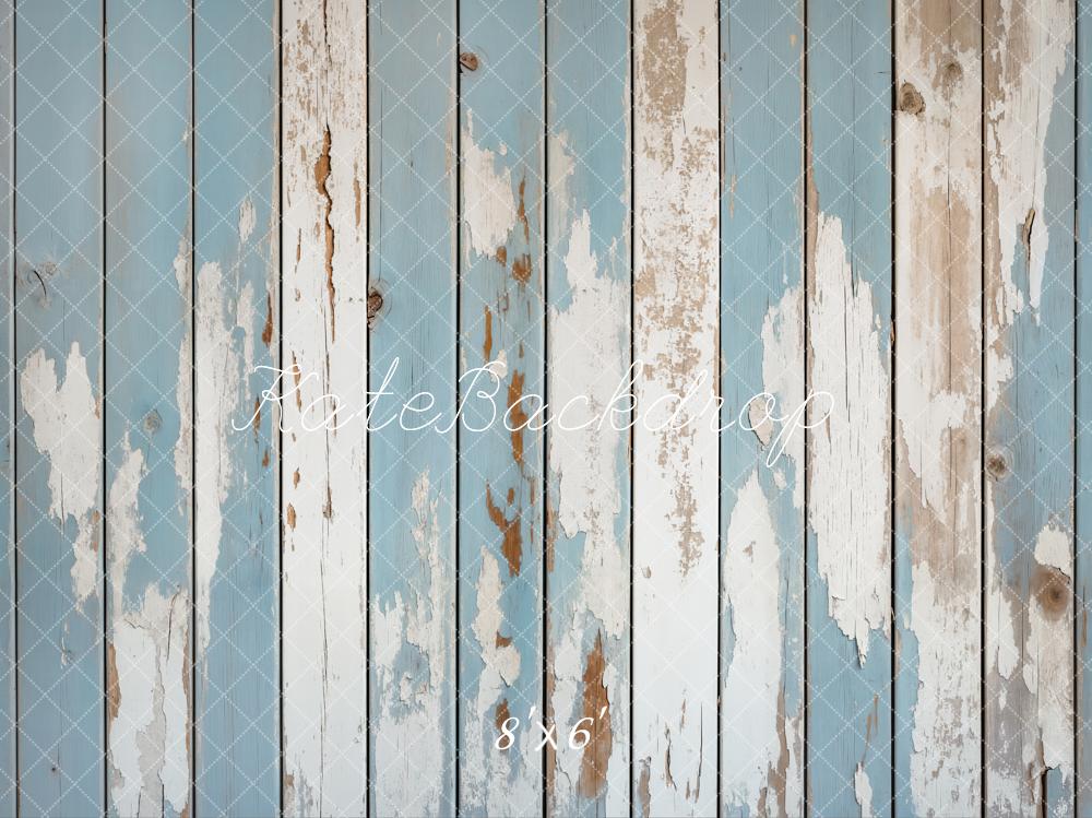 Kate Bleu crème Vieux Parquet Sol Toile de fond conçue par Kate Image - Kate Backdrop FR