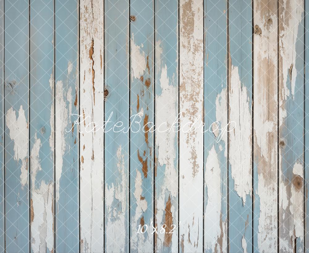 Kate Bleu crème Vieux Parquet Sol Toile de fond conçue par Kate Image - Kate Backdrop FR