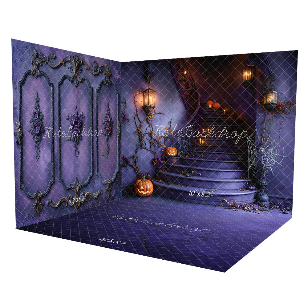 Kate Halloween Escalier Toile d'araignée Ensemble de chambre (8pix8pi&10pix8pi&8pix10pi) - Kate Backdrop FR