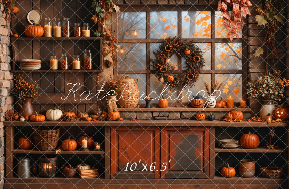 Kate Automne Citrouille Orange Cuisine Famille Toile de fond conçue par Emetselch - Kate Backdrop FR