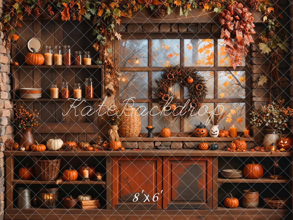 Kate Automne Citrouille Orange Cuisine Famille Toile de fond conçue par Emetselch - Kate Backdrop FR