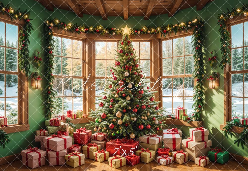 Kate Sapin de Noël Cadeaux Intérieur Fenêtres Toile de fond conçue par Emetselch - Kate Backdrop FR
