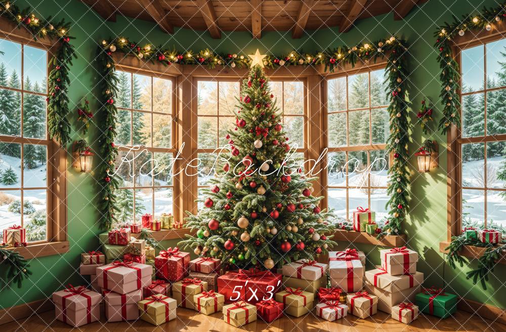 Kate Sapin de Noël Cadeaux Intérieur Fenêtres Toile de fond conçue par Emetselch - Kate Backdrop FR