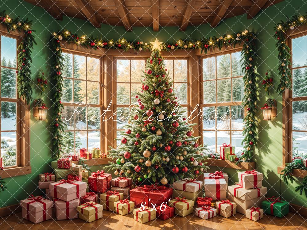 Kate Sapin de Noël Cadeaux Intérieur Fenêtres Toile de fond conçue par Emetselch - Kate Backdrop FR