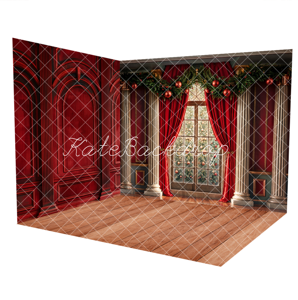 Offres Éclair Kate Noël Arche Fenêtre Rouge Mur Rétro Ensemble de chambre (8pix8pi&10pix8pi&8pix10pi) - Kate Backdrop FR