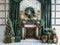 Kate Noël Rideaux Vert Cheminée Mur de briques Toile de fond conçue par Emetselch - Kate Backdrop FR