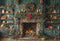 Kate Noël Vert Armoires Rétro Cheminée Cadeau Toile de fond conçue par Emetselch - Kate Backdrop FR