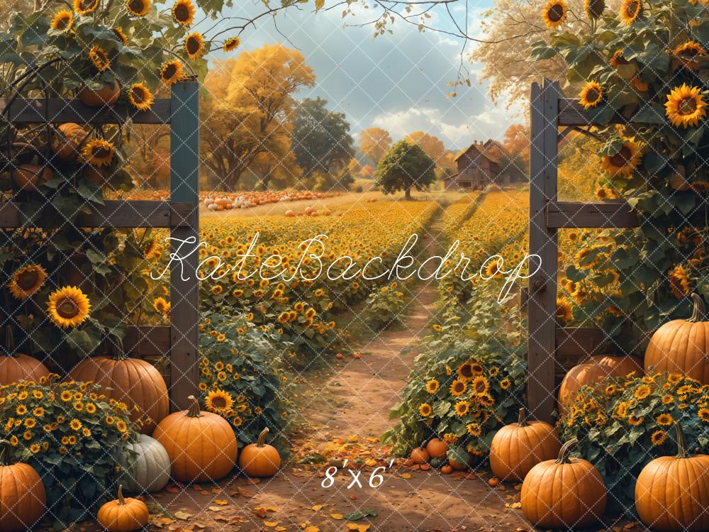 Kate Automne Tournesol Citrouille Campagne Toile de fond conçue par Emetselch - Kate Backdrop FR