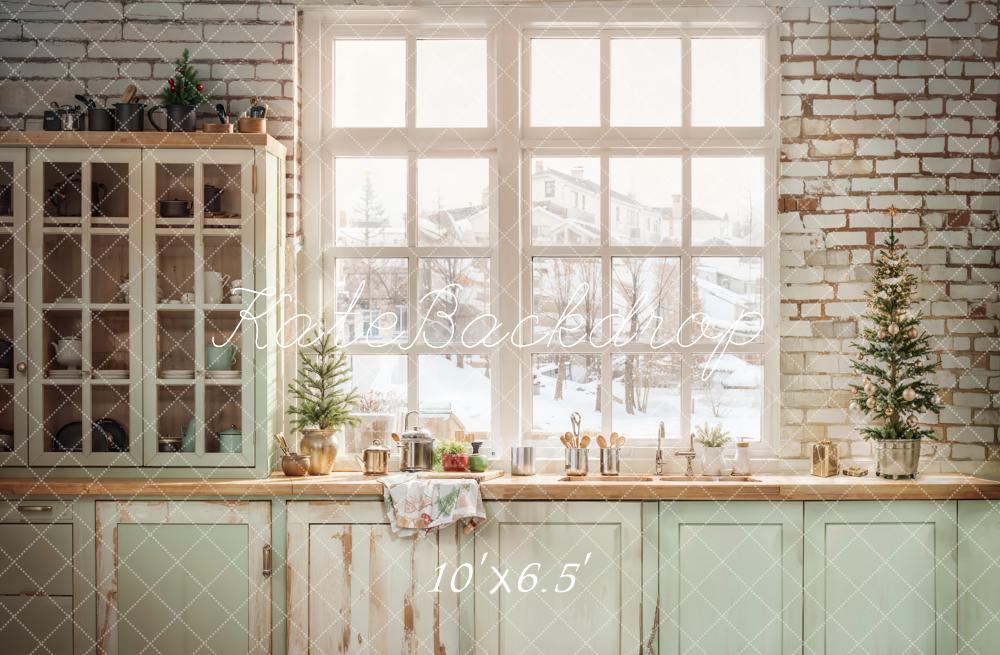 Kate Noël Cuisine Blanc Armoire Fenêtre Toile de fond conçue par Emetselch - Kate Backdrop FR