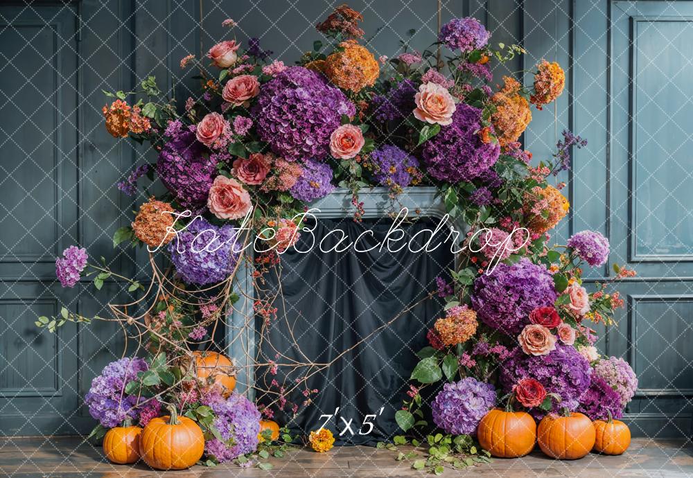Kate Automne Arche de Fleurs Bleu Mur Vintage Toile de fond conçue par Emetselch - Kate Backdrop FR