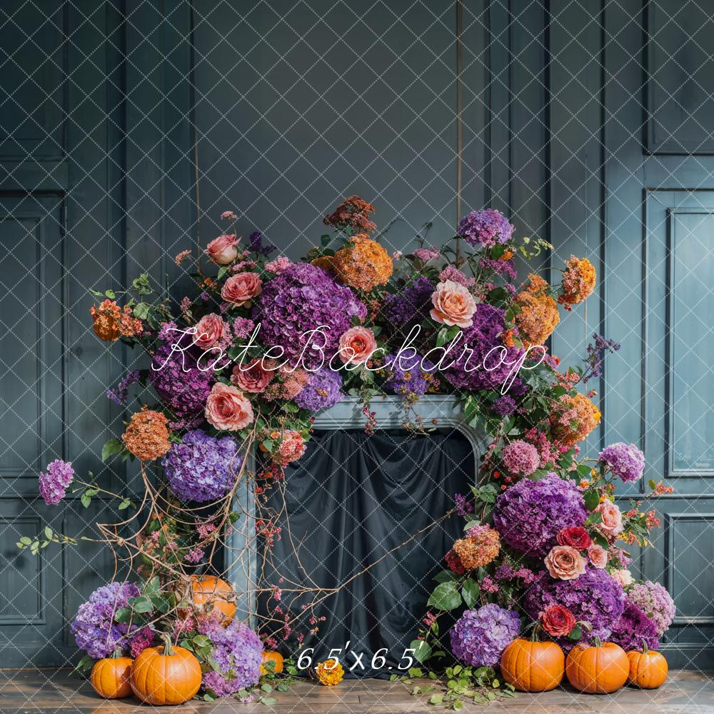 Kate Automne Arche de Fleurs Bleu Mur Vintage Toile de fond conçue par Emetselch - Kate Backdrop FR