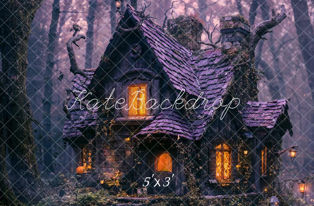 Kate Halloween Nuit Vieille Cabane Forêt Toile de fond conçue par Emetselch - Kate Backdrop FR