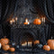 Kate Halloween Noir Rideaux Cheminée Citrouille Toile de fond conçue par Emetselch - Kate Backdrop FR