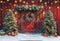 Kate Arbre de Noël Rouge Grange Porte Neige Toile de fond conçue par Emetselch - Kate Backdrop FR