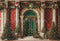 Kate Arbre de Noël Porte verte Mur Rétro Rouge Toile de fond conçue par Emetselch - Kate Backdrop FR