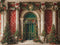 Kate Arbre de Noël Porte verte Mur Rétro Rouge Toile de fond conçue par Emetselch - Kate Backdrop FR