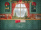 Kate Noël Cuisine Armoires vertes Rideaux Rouge Toile de fond conçue par Emetselch - Kate Backdrop FR