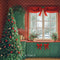 Kate Sapin de Noël Cuisine Armoires Vert Fenêtre Toile de fond conçue par Emetselch - Kate Backdrop FR