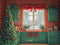 Kate Sapin de Noël Cuisine Armoires Vert Fenêtre Toile de fond conçue par Emetselch - Kate Backdrop FR