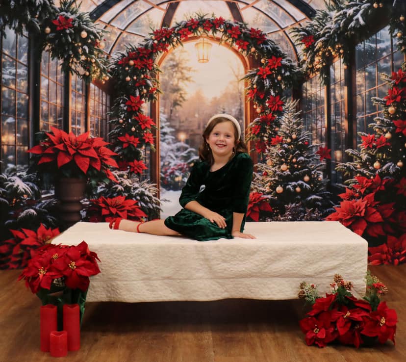Kate Noël Verre Serre Plantes Neige Fleurs Toile de fond conçue par Emetselch - Kate Backdrop FR