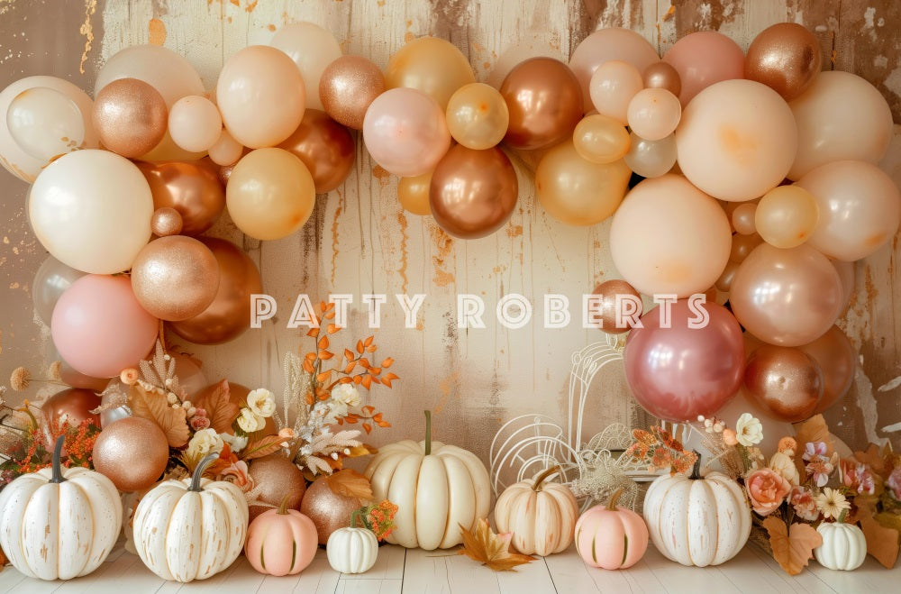 Kate Bohème Automne Citrouilles Ballons Toile de fond conçue par Patty Robert - Kate Backdrop FR